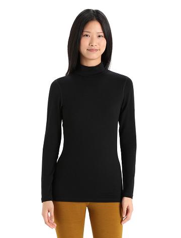 Icebreaker Merino 260 Tech Long Sleeve Turtleneck Női Base Layers Fekete | HU 1828TCEV